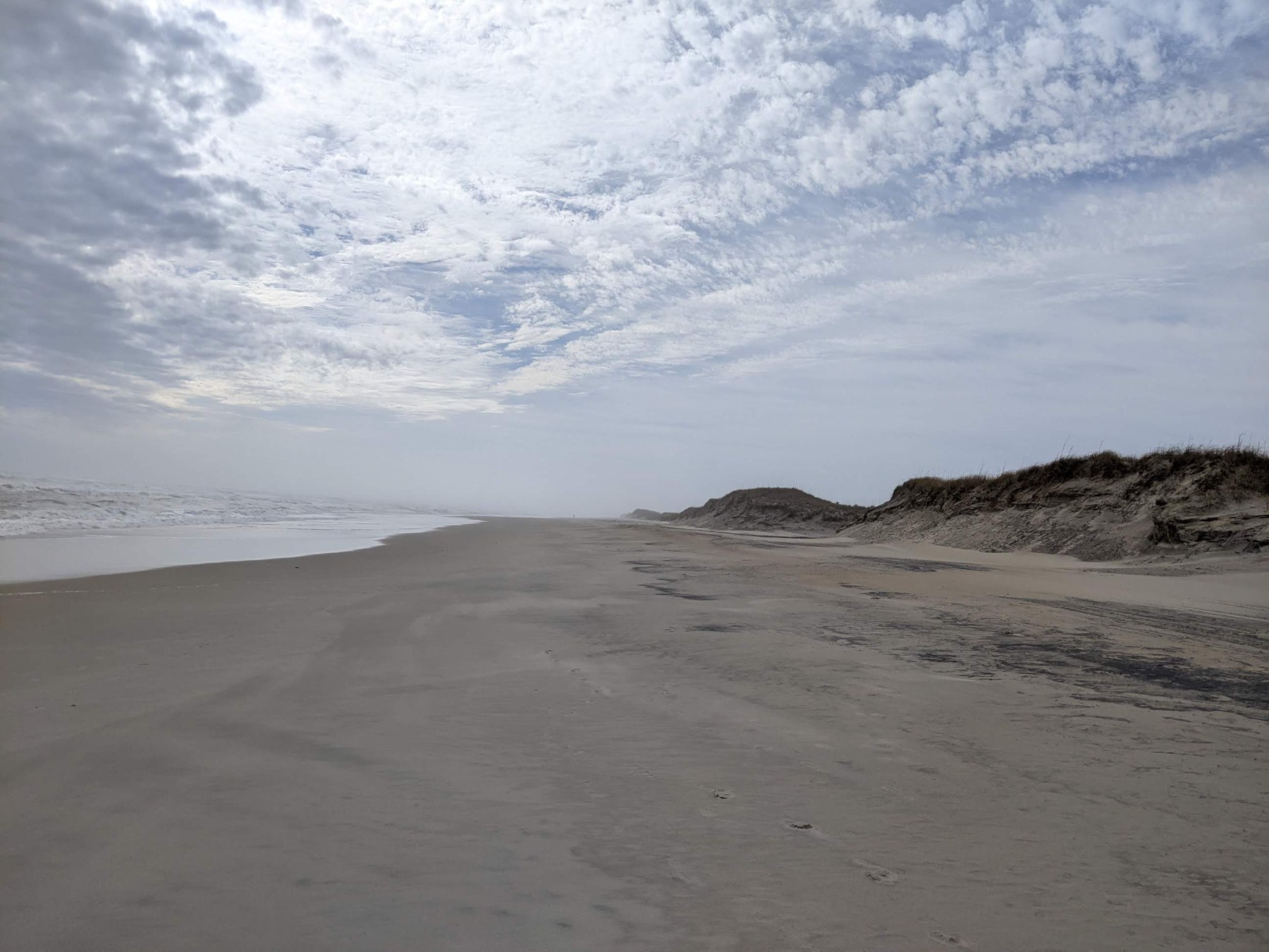 Atlantic beach behind Graveyard of the Atlantic Museum, Hatteras; Ramp 55 area; photographed 2022-02-18.